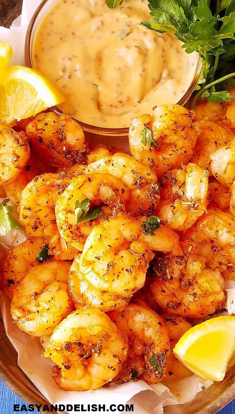 A pile of cooked shrimp