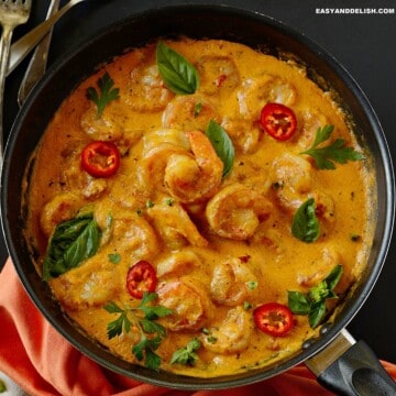 a pot of coconut shrimp stew as one of our easy dinner ideas