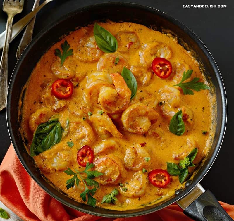 a pot of coconut shrimp stew as one of our easy dinner ideas