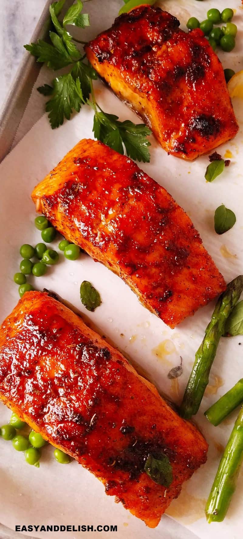 air fried salmon fillets with veggies