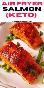 air fryer salmon filets close up