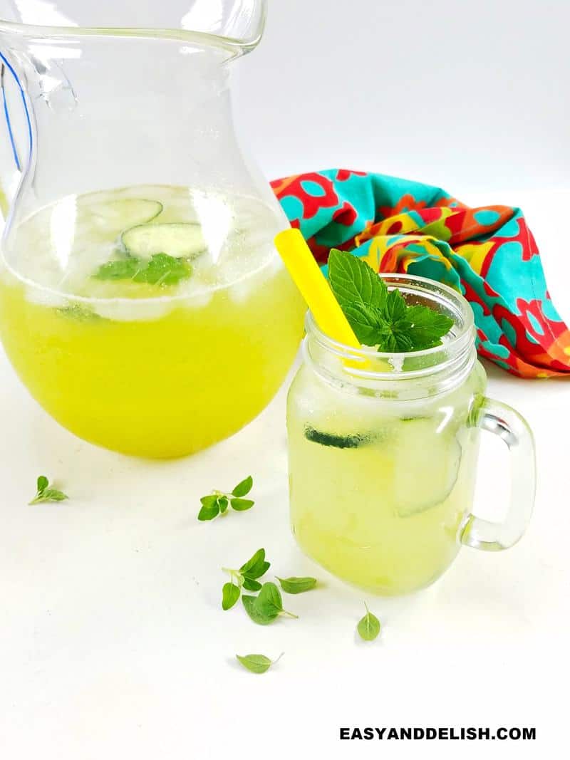 a pitcher and glass of detox water for weight loss