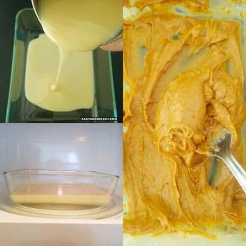 foto colagem mostrando como fazer doce de leite no microondas