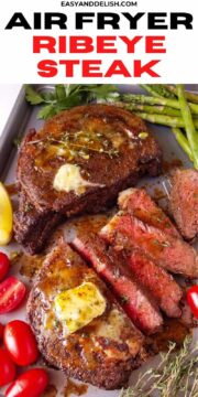 air fryer steak in a platter
