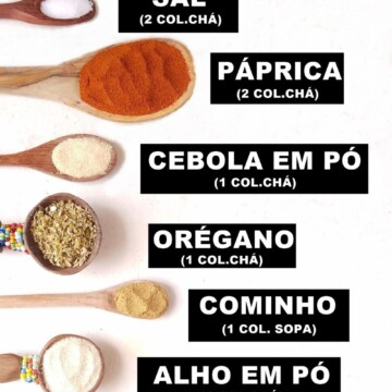 tabela com receita de tempero para tacos