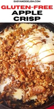 close up apple crisp with oats