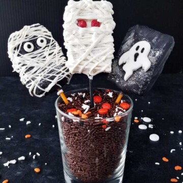 3 halloween monsters pops in a glass