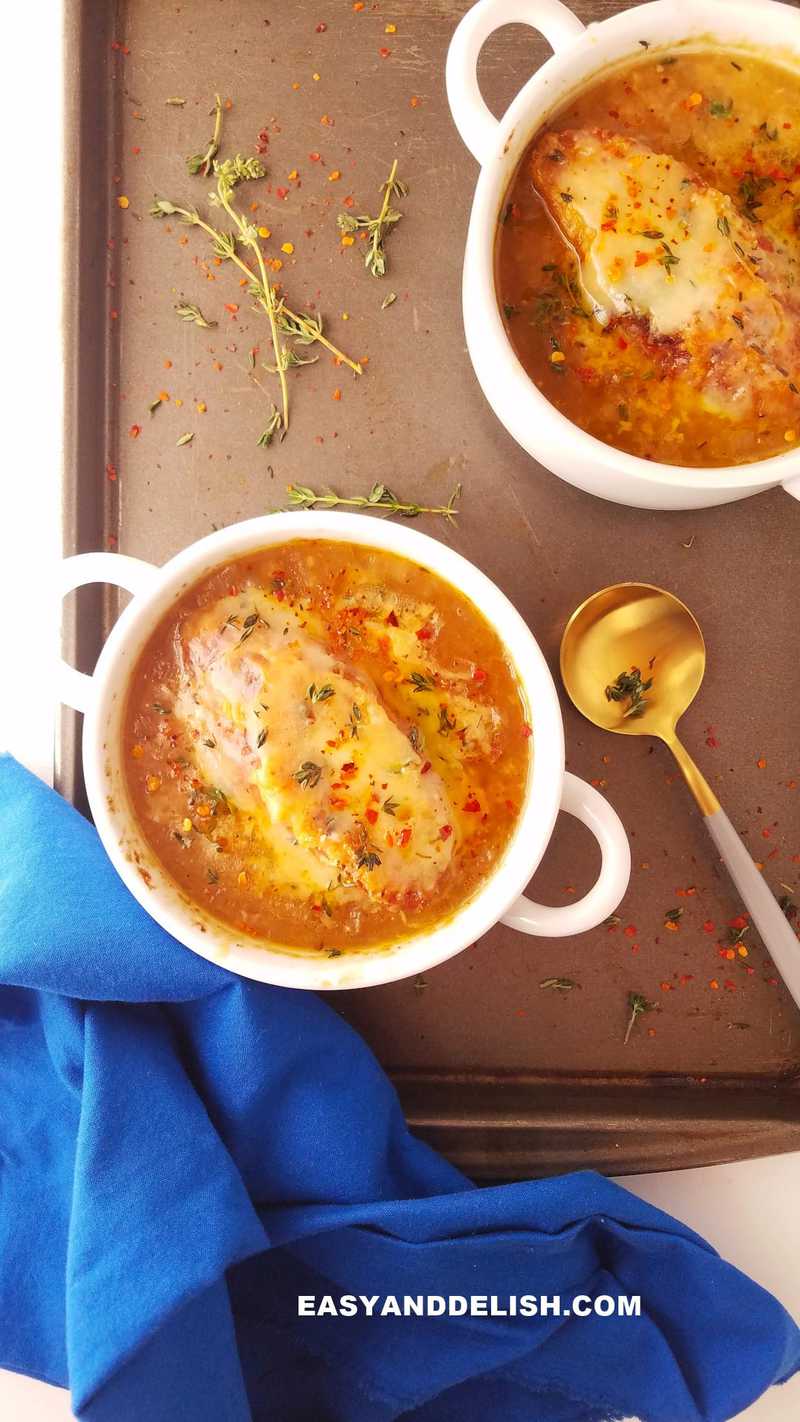 a baking sheets with bowl of food 