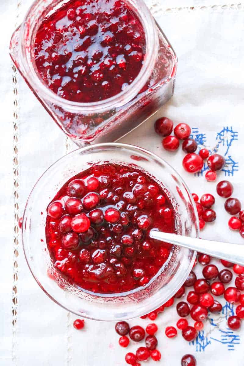 jars of healthy cranberry sauce