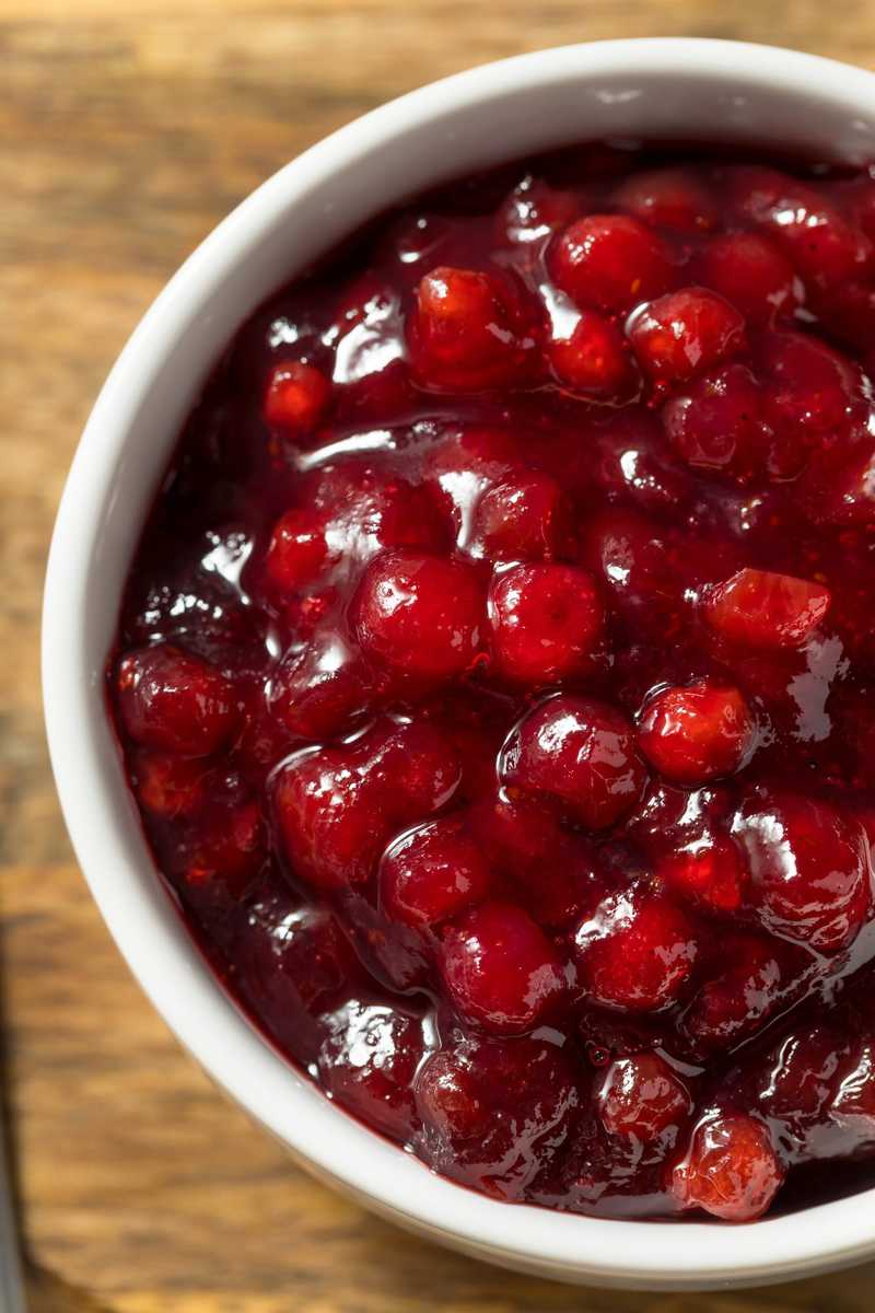 half bowl of sugar-free cranberry sauce