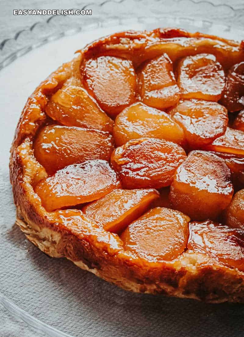 half apple tarte tatin on a table