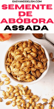 close up de sementes de abóbora assadas no forno