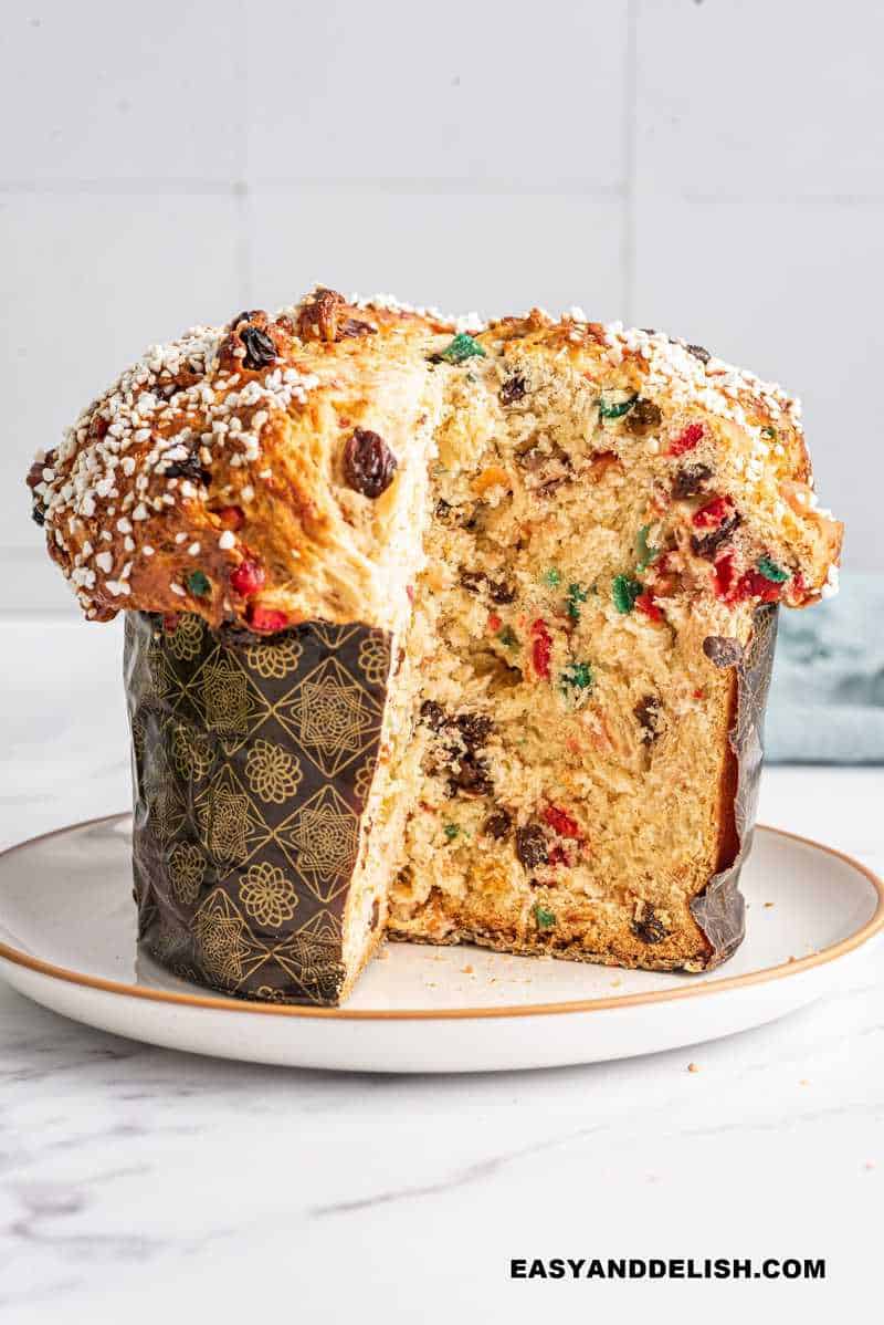 sliced panettone with candied fruits