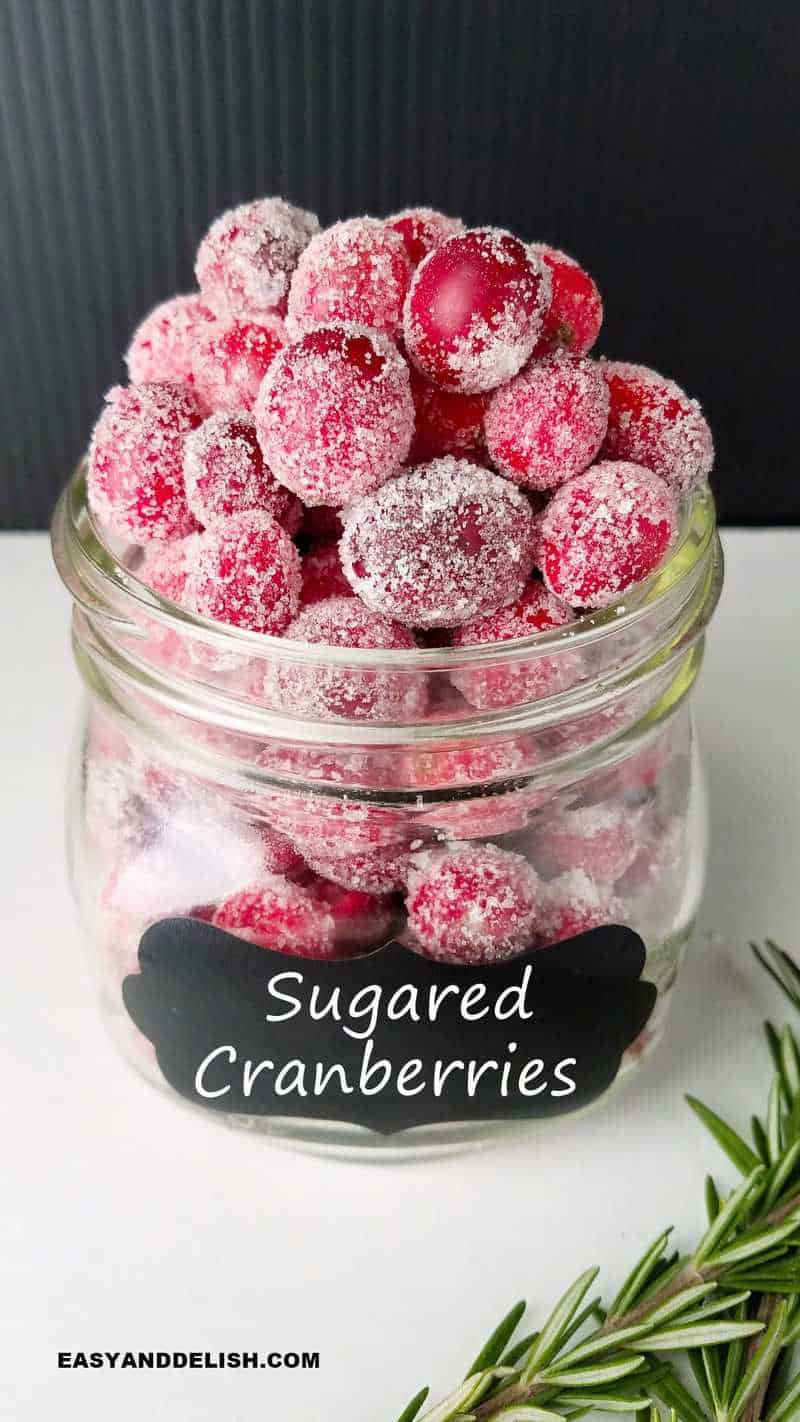 Sugared Cranberries in a mason jar