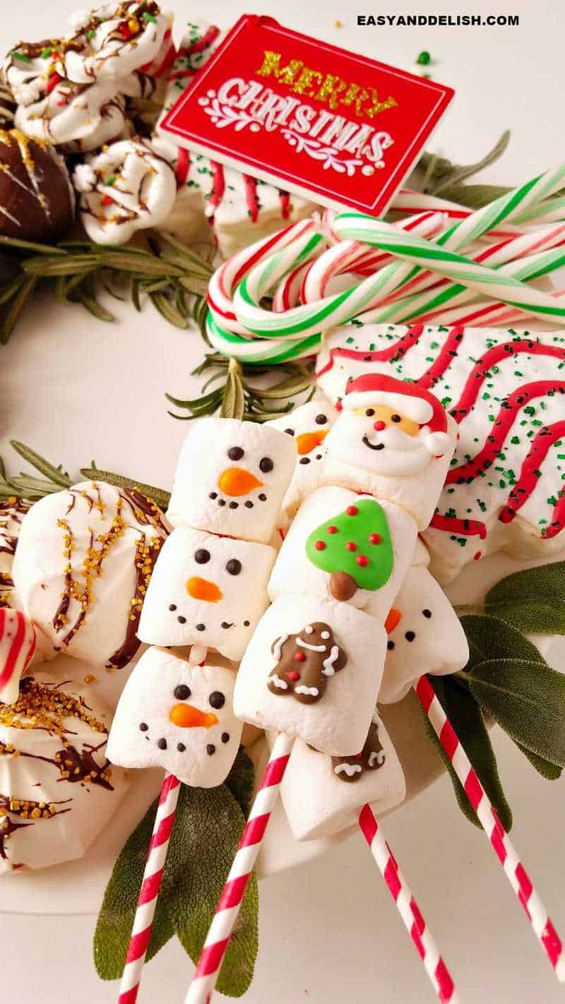 close up of treats from a christmas sweets platter