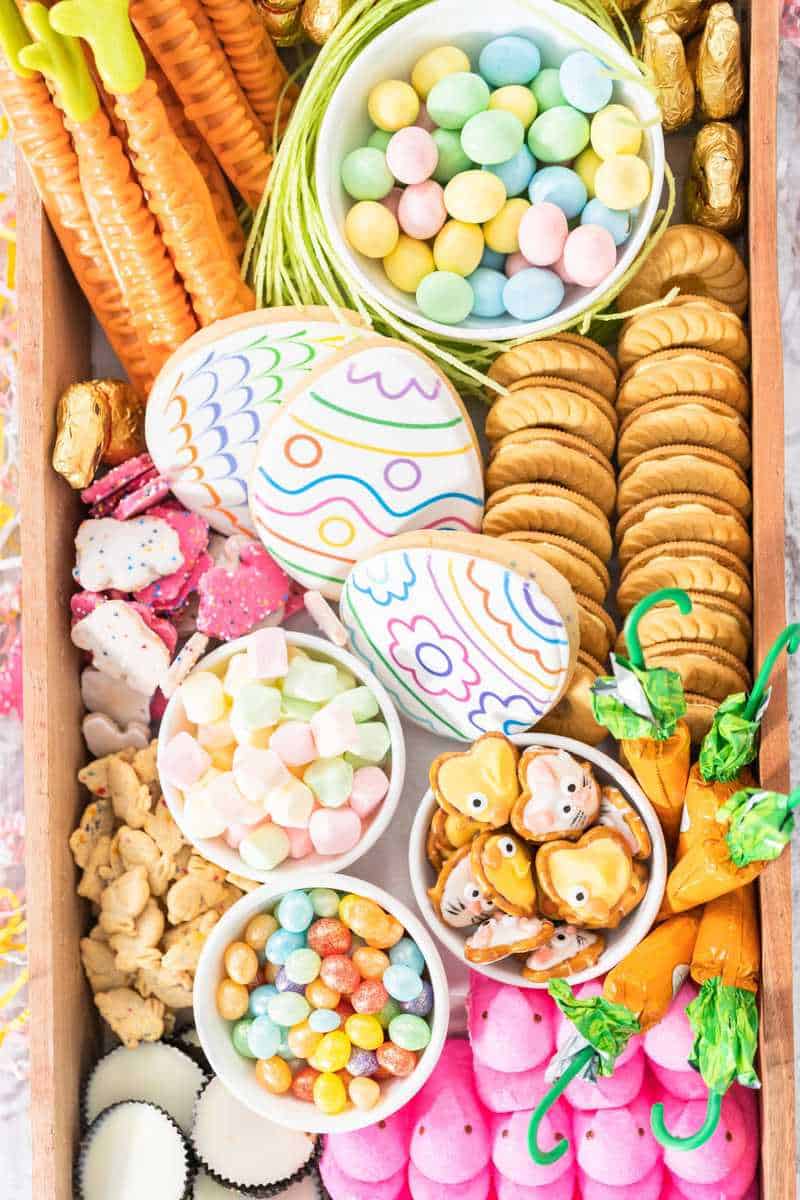 a dessert platter decorated for Easter