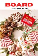 dessert board decorated as a christmas wreath