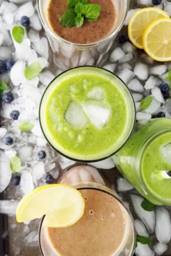 close up of drinks for weight loss and detox