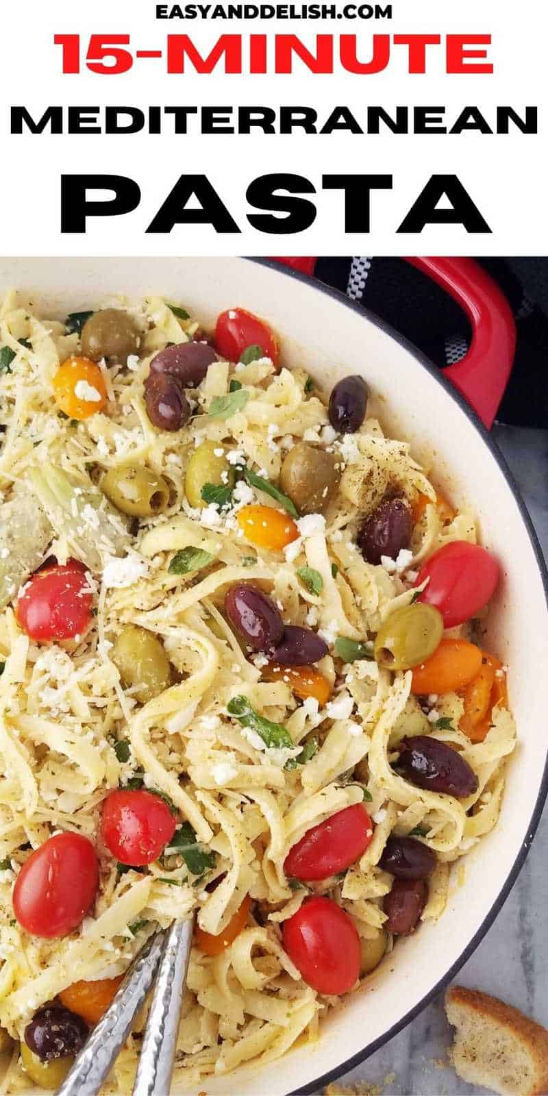 close up of mediterranean pasta