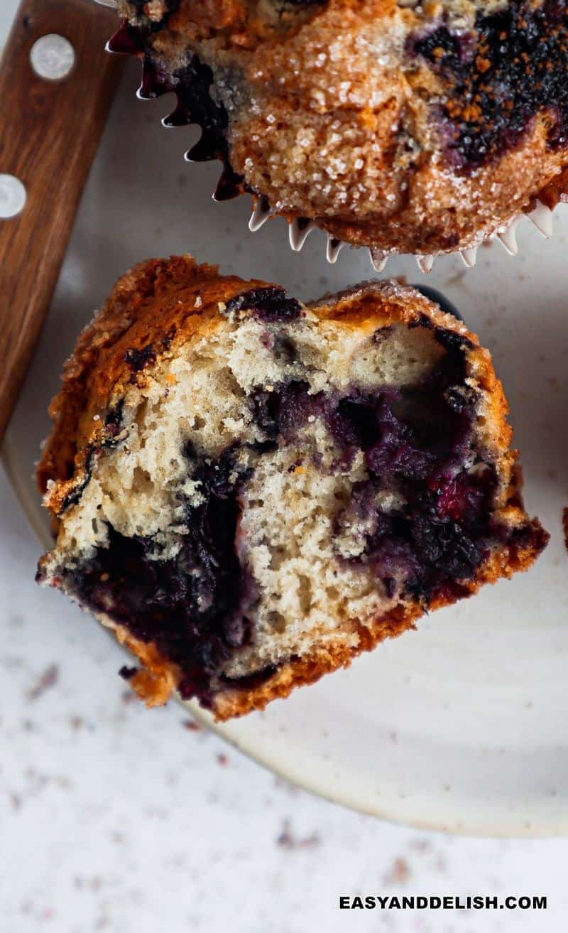 close up of baked good cut in half