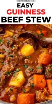 close up of Irish guinness beef stew