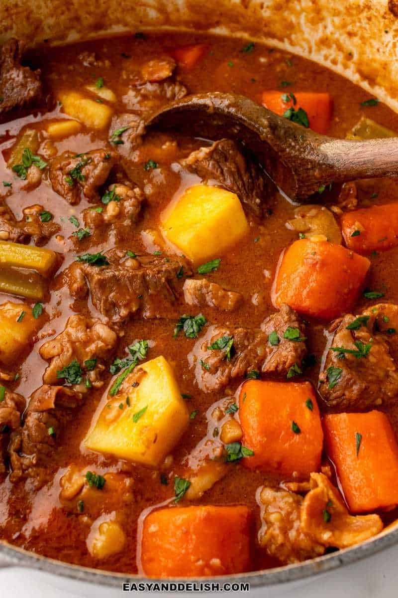 close up image of Irish beef stew 