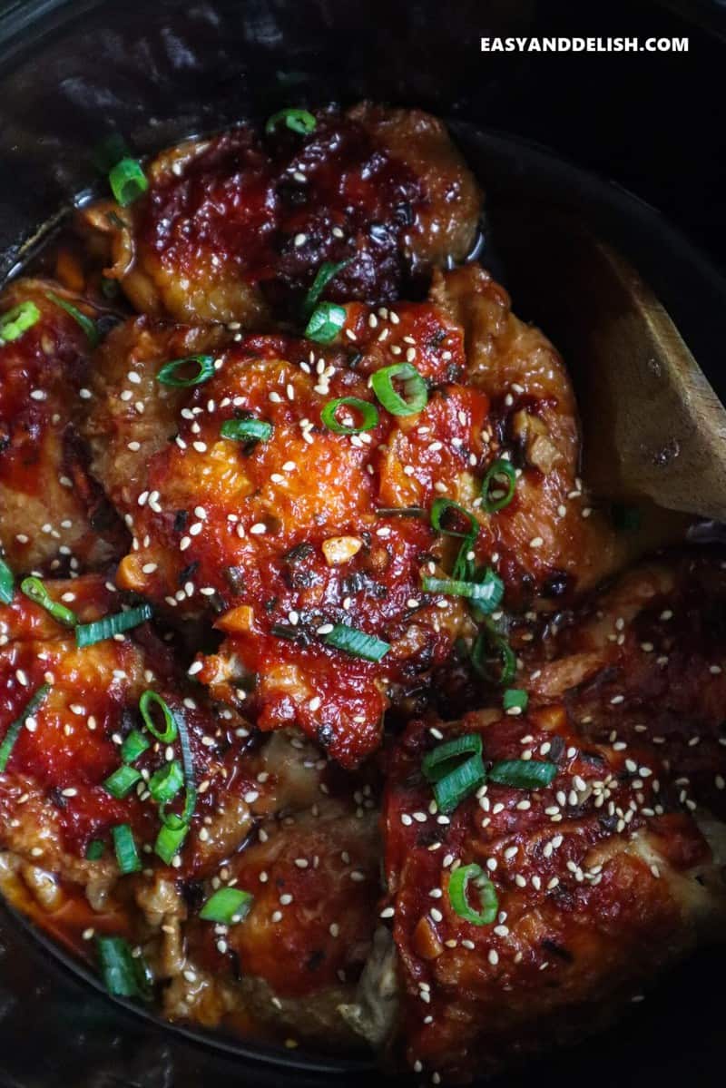 cooked chicken thighs in crock pot