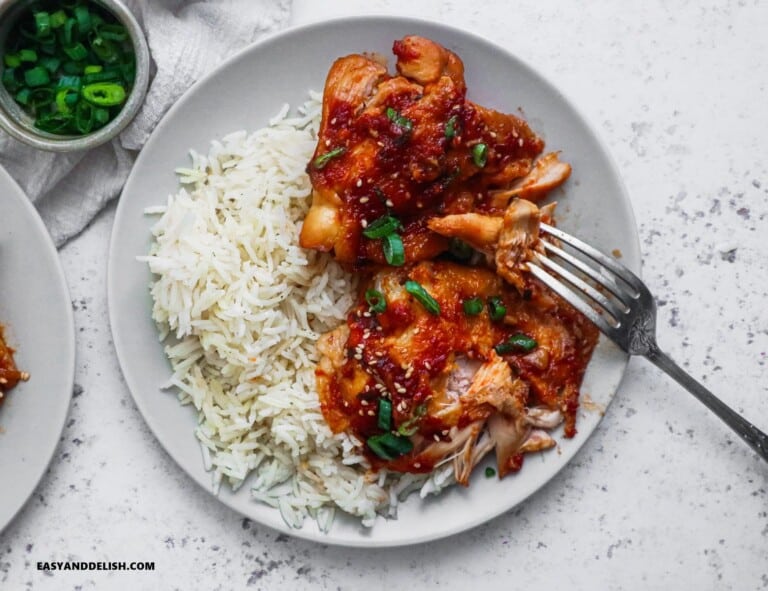 slow cooker chicken thighs over white rice