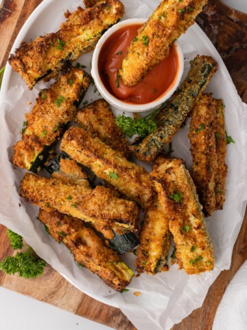 A plate of food on a table