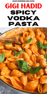 close up image of gigi hadid spicy vodka pasta -- pinterest