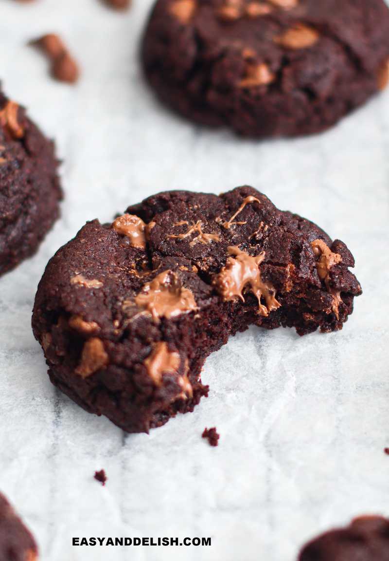 a brownie cookie taken a bite