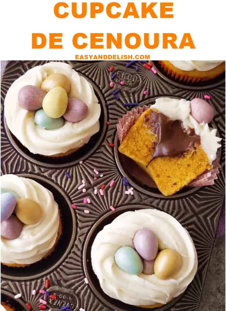 close up de cupcakes de cenoura recheados e decorados