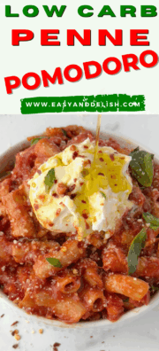pasta pomodoro with olive oil, burrata, and basil