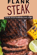 close up of sliced grilled flank steak