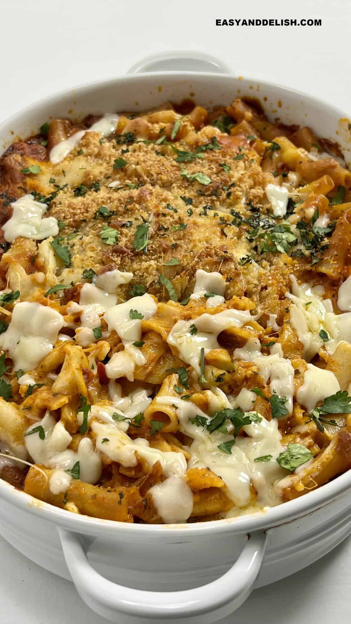 baked pasta in a baking pan