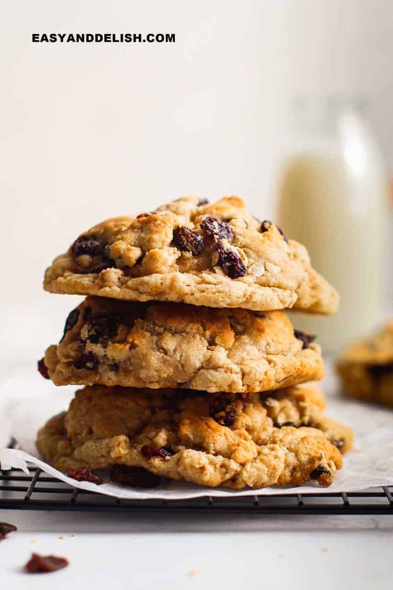 a stack of the best oatmeal raisin cookies