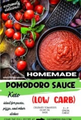 homemade pomodoro sauce in a bowl with ingredients on the side