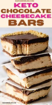 a stack of no bake chocolate cheesecake