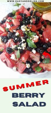 close up of summer berry fruit salad