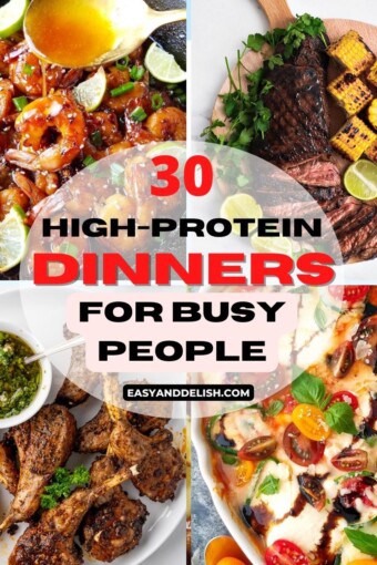image collage showing 3 out of 30 high protein dinners