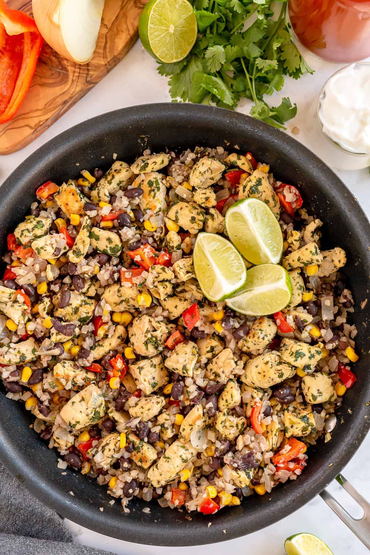 a bowl of cilantro lime chicken 