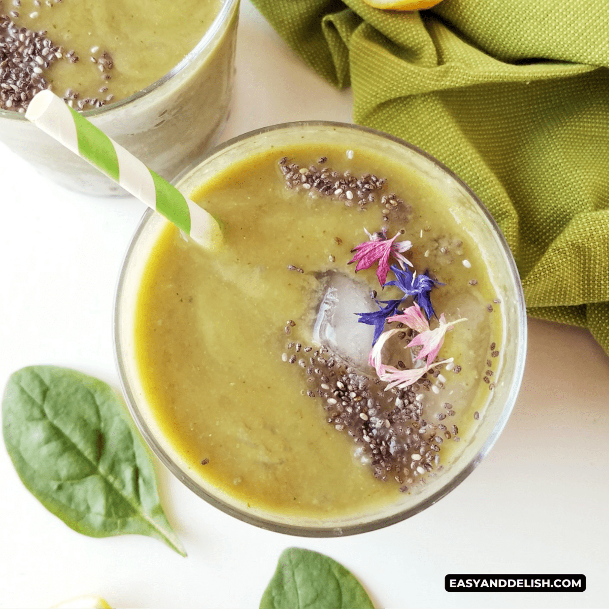 close up of two glasses of Reese Witherspoon's green smoothie