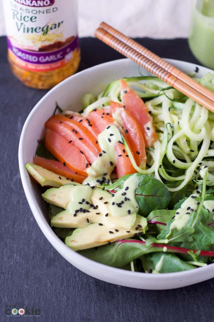 A bowl of smoked salmon salad