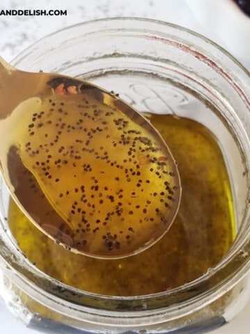 a jar of poppy seed dressing