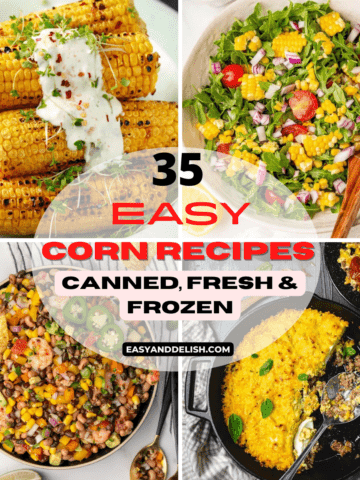image collage showing 4 of the 35 easy corn recipes