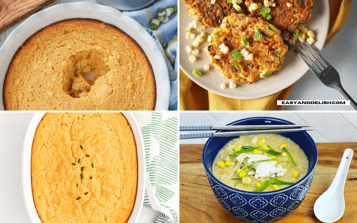 collage featuring 4 more easy canned corn recipes