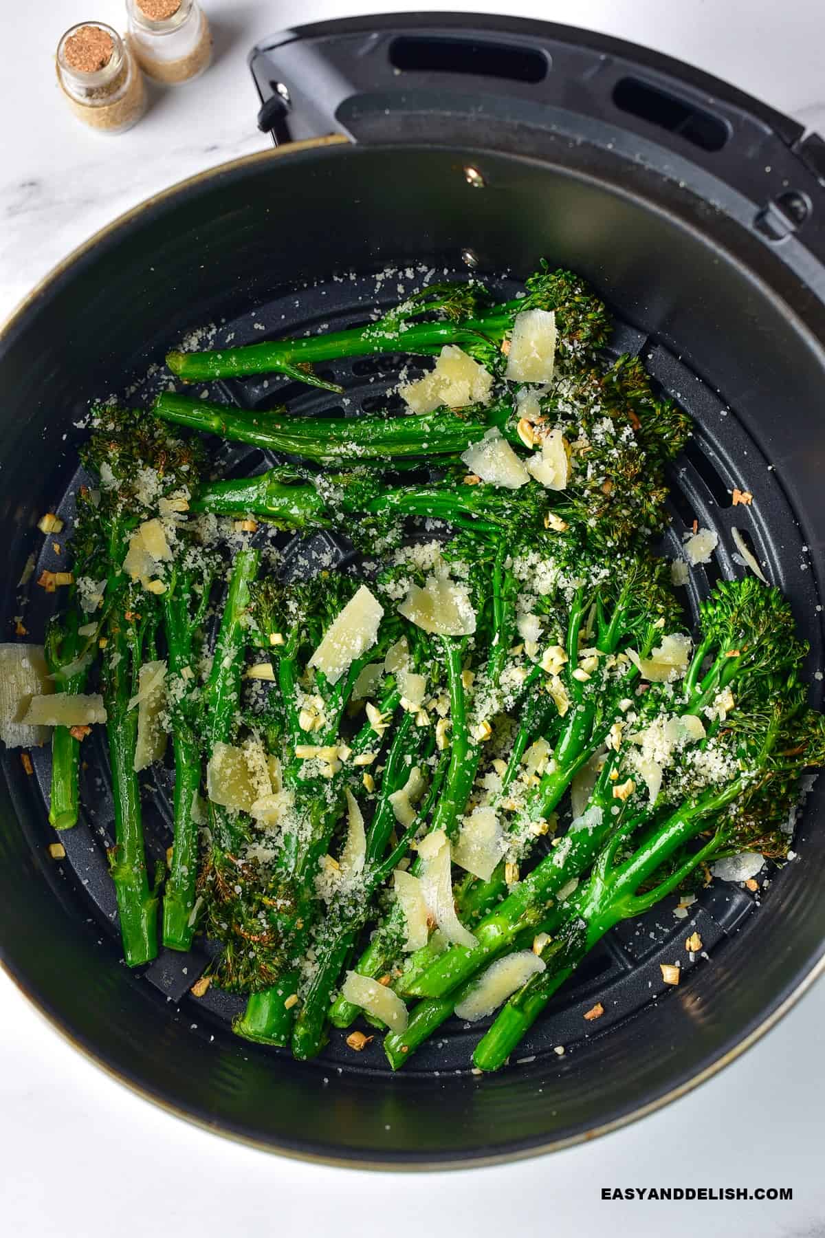 air fryer broccolini with garlic and Parmesan
