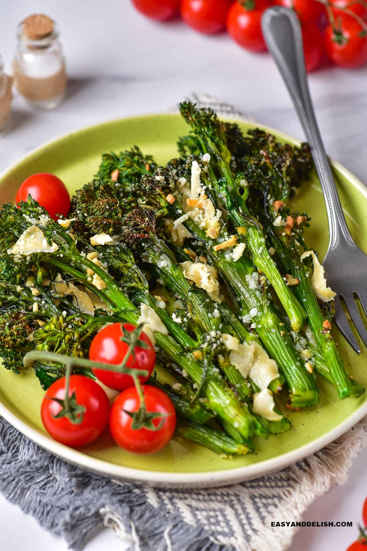 air fried vegetable in a plate with garnishes