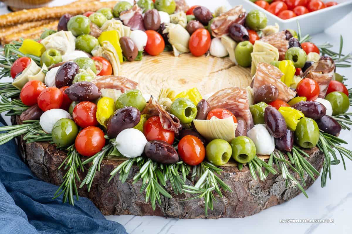 close up of Italian appetizer for parties.