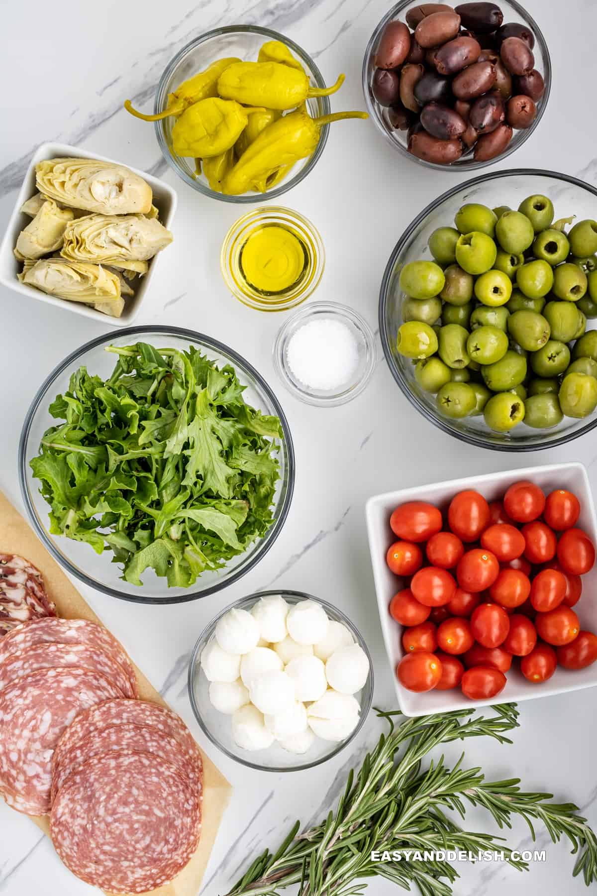 ingredients on a table.